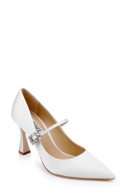 Shop Badgley Mischka Collection Antonia Pointed Toe Mary Jane Pump In White Crepe