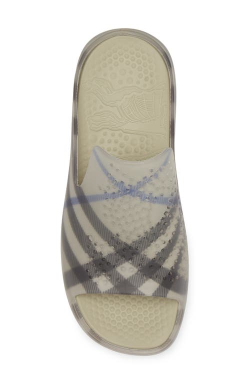 Shop Burberry Stingray Check Ekd Slide Sandal In Lichen Check