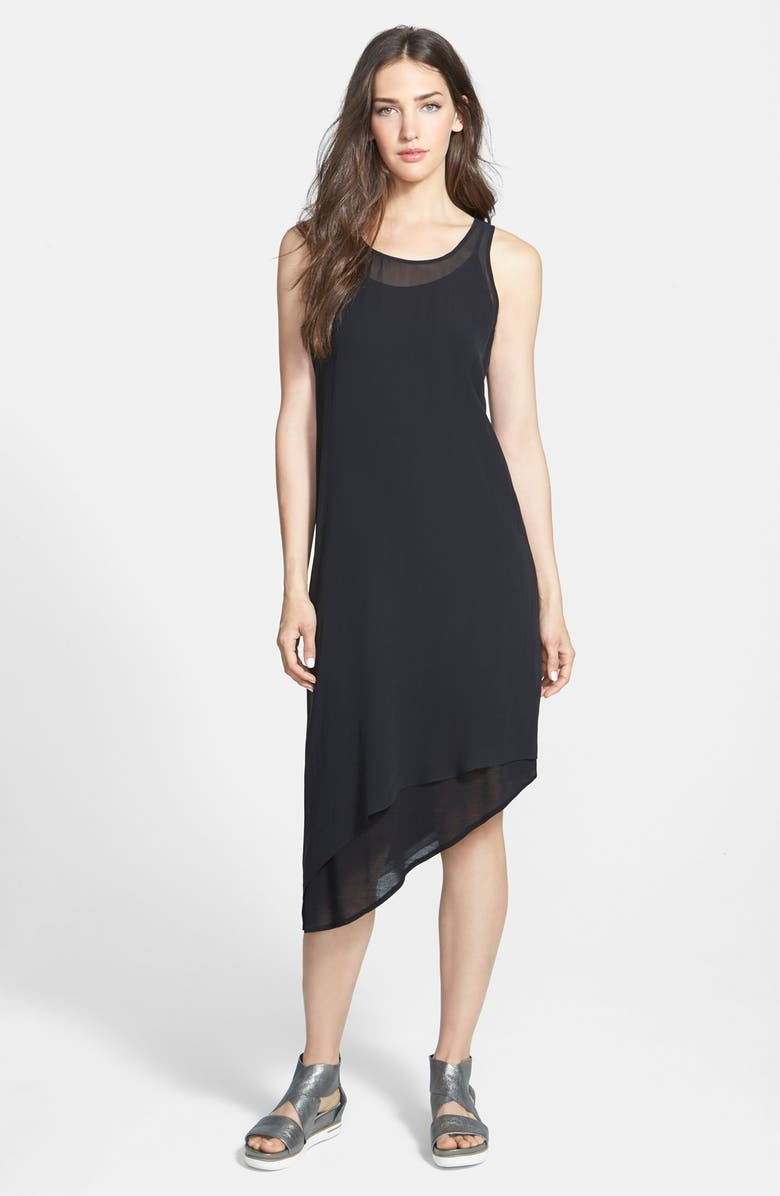 Eileen Fisher Slip Lined Scoop Neck Silk Dress (Regular & Petite
