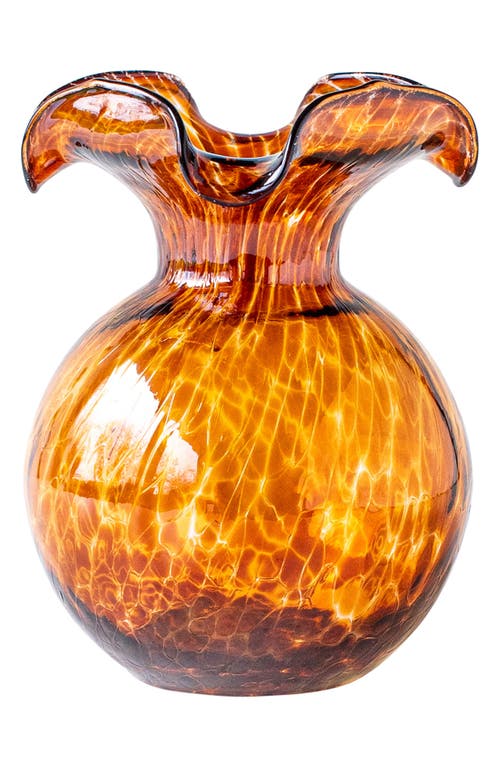 Vietri Hibiscus Glass Tortoiseshell Medium Fluted Vase In Brown