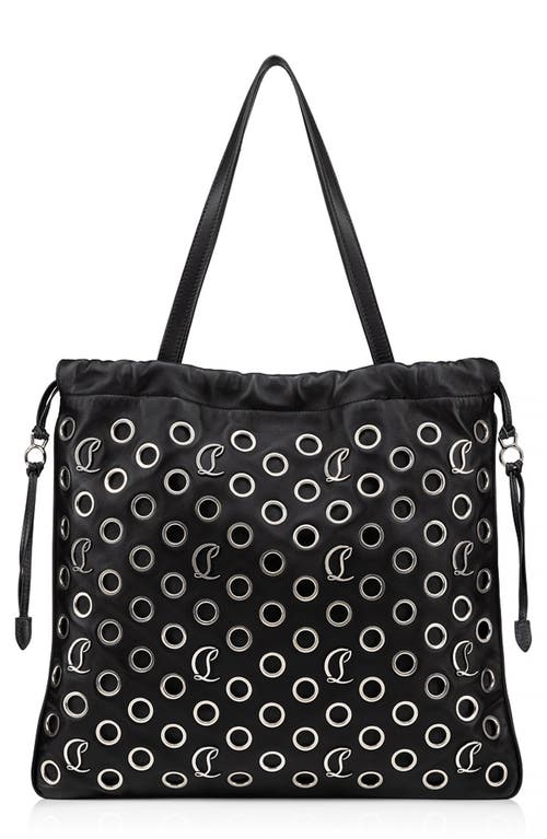 Mouchara Grommets Leather Tote in Bk65 Black/Silver