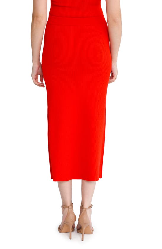 Shop Wayf Elody Rib Knit Midi Skirt In Red