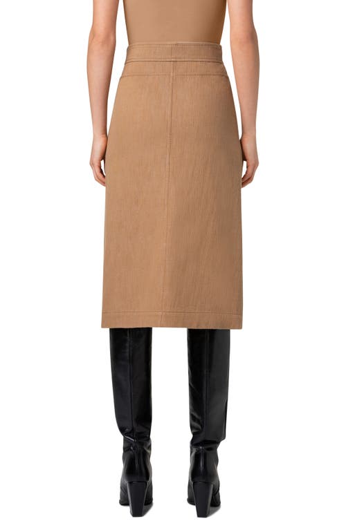 Shop Akris Punto Washed Denim A-line Skirt In Caramel