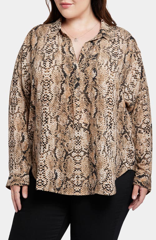 Nydj Becky Snakeskin Print Georgette Top In Victorian Python Pink Taupe