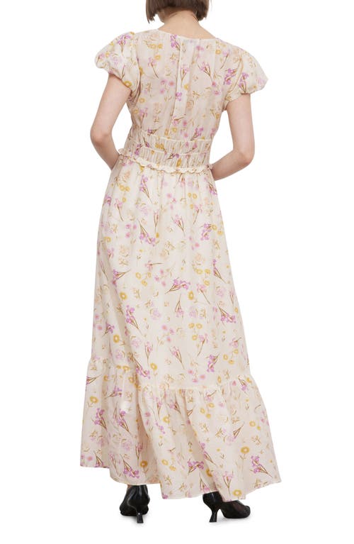 Shop & Other Stories Floral Print Puff Sleeve Maxi Dress In Yellow Dusty Light Aop