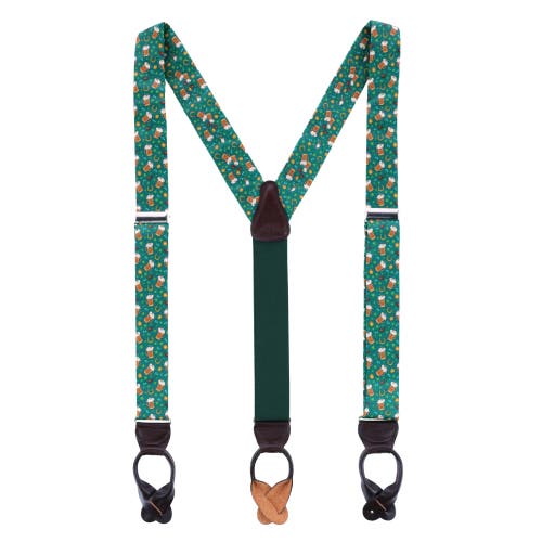 Shop Trafalgar Cheers To St. Patrick's Day Silk Button End Suspenders In Multiple