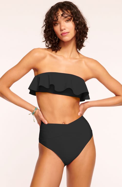 Shop Ramy Brook Cecile Ruffle Strapless Bikini Top In Black