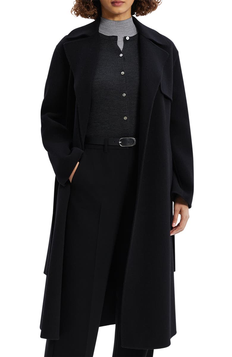 Theory Wool Blend Trench Coat, Main, color, Black