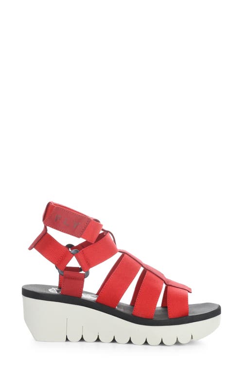 Shop Fly London Yufi Platform Wedge Sandal In Lipstick Red/red