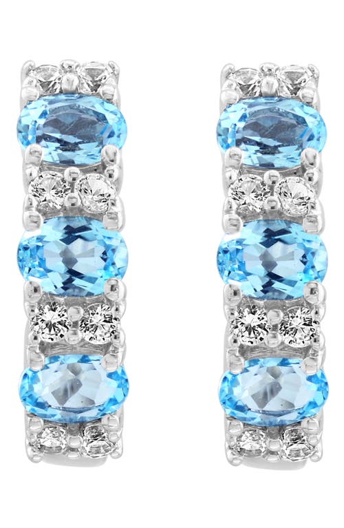 Shop Effy Sterling Silver Semiprecious Stone Huggie Hoop Earrings In Silver/blue