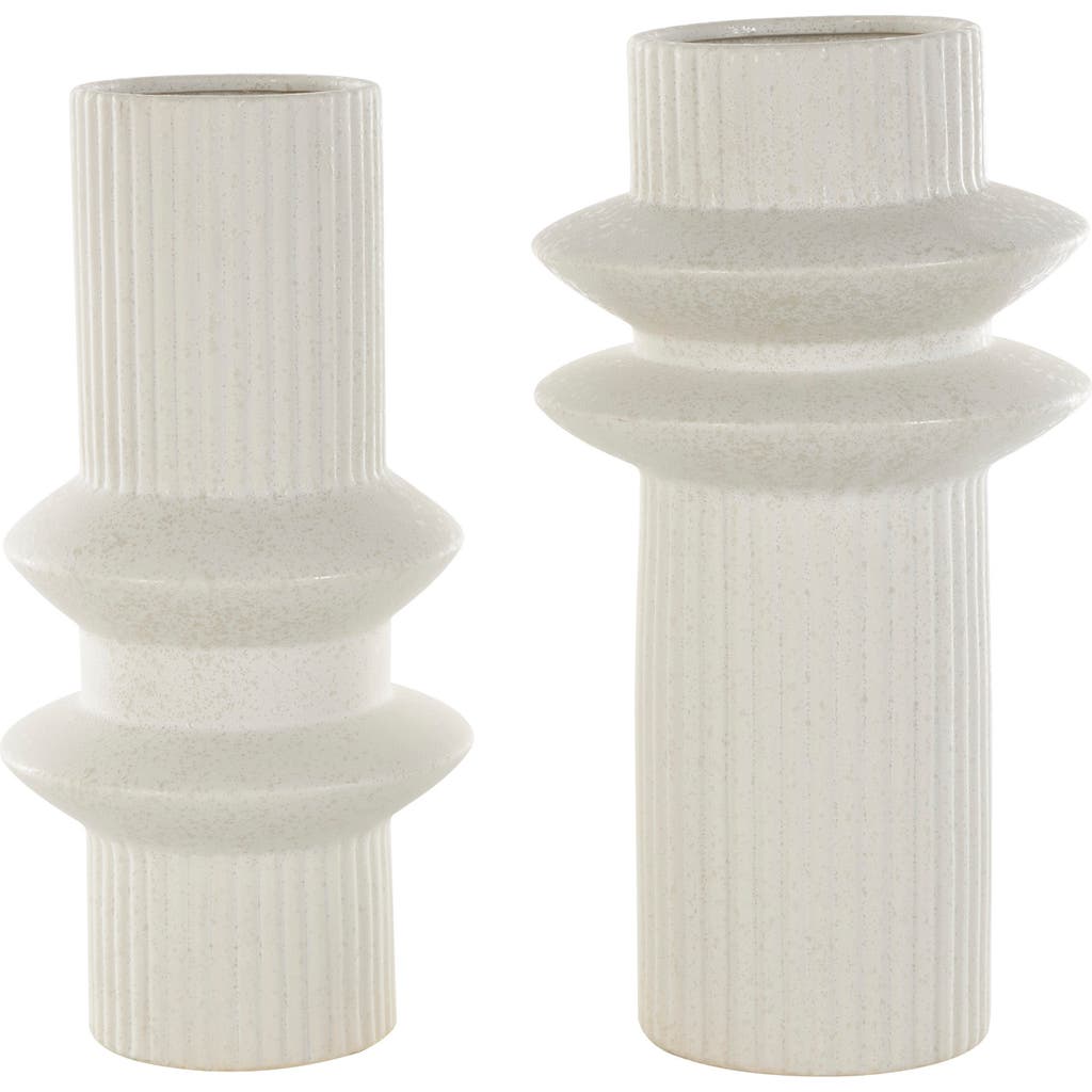 Ginger Birch Studio 2-piece Ceramic Vase Set In White