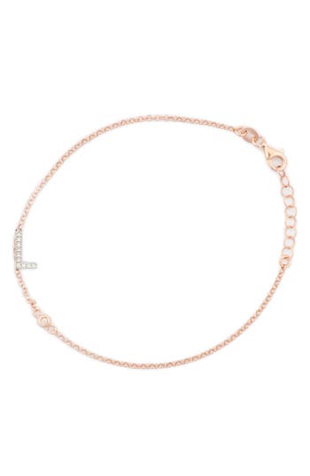 Meshmerise Diamond Initial Bezel Bracelet In Rose-l