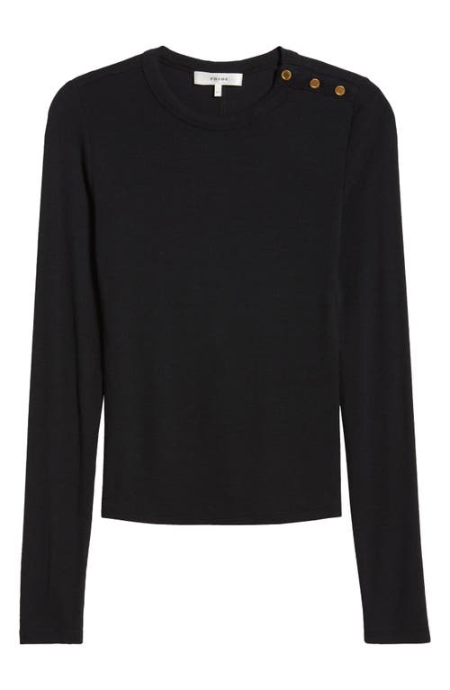 Shop Frame Long Sleeve Shoulder Button T-shirt In Black