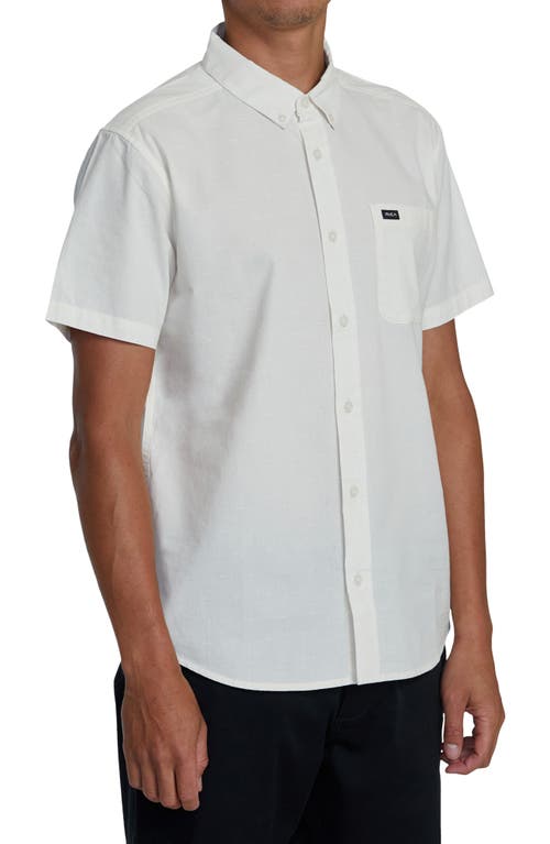 Shop Rvca That'll Do Slim Fit Solid Short Sleeve Cotton Button-down Shirt In Natural