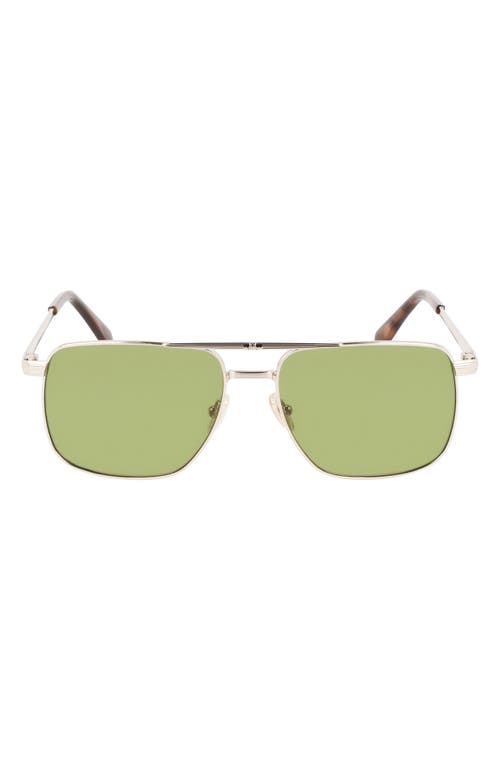 Lanvin JL 58mm Rectangular Sunglasses in Gold /Green at Nordstrom