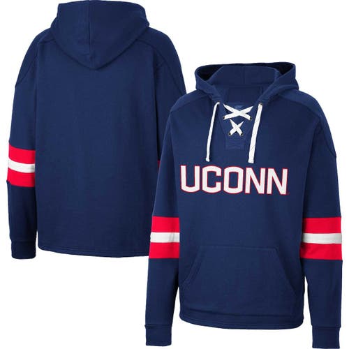 Men's Colosseum Navy UConn Huskies Lace-Up 4.0 Pullover Hoodie