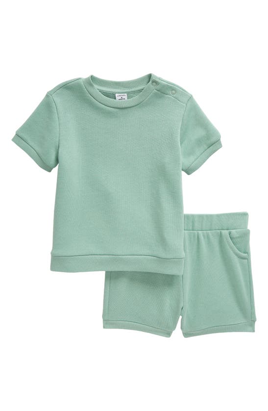 Shop Nordstrom Cozy Short Sleeve Top & Shorts Set In Green Granite