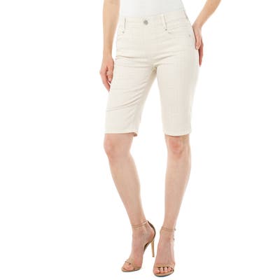 Liverpool Gia Glider High Waist Pull-On Cotton Blend Cruiser Shorts, Ivory