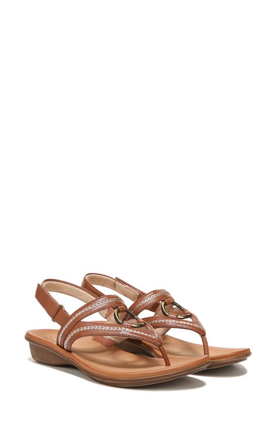 Natural Soul Sunny Slingback Thong Sandal In Toffee Smooth Brown Synthetic