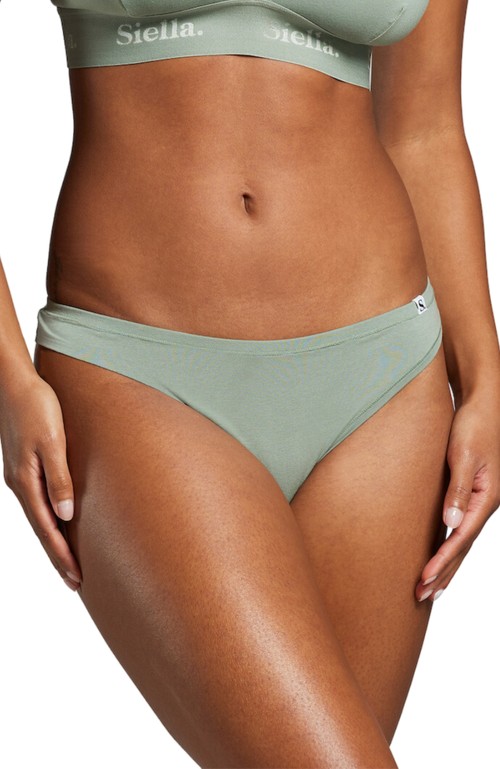 Shop Siella Organic Cotton Thong In Sage Green