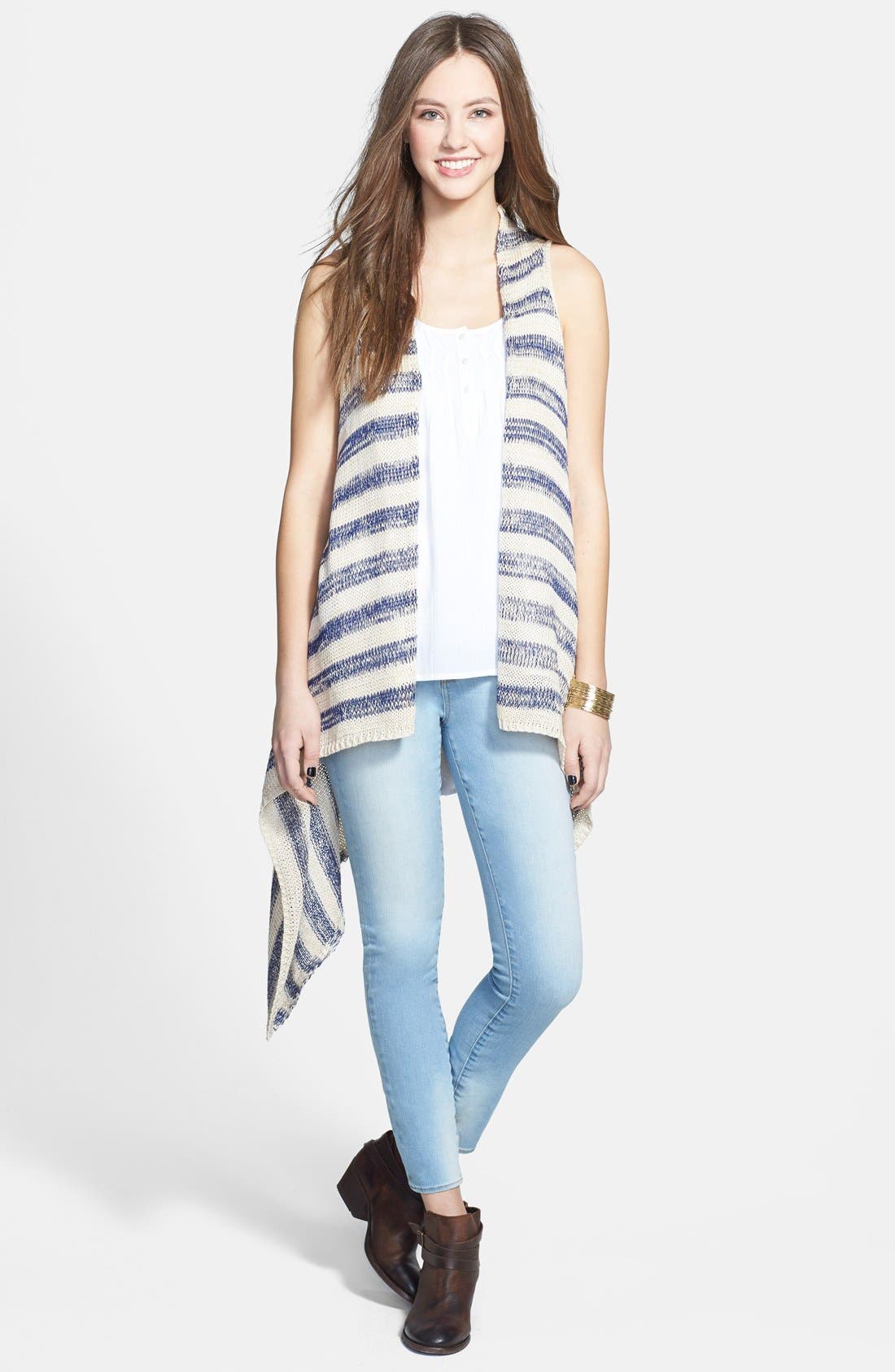 Paper Crane Stripe Knit Vest (Juniors) Nordstrom