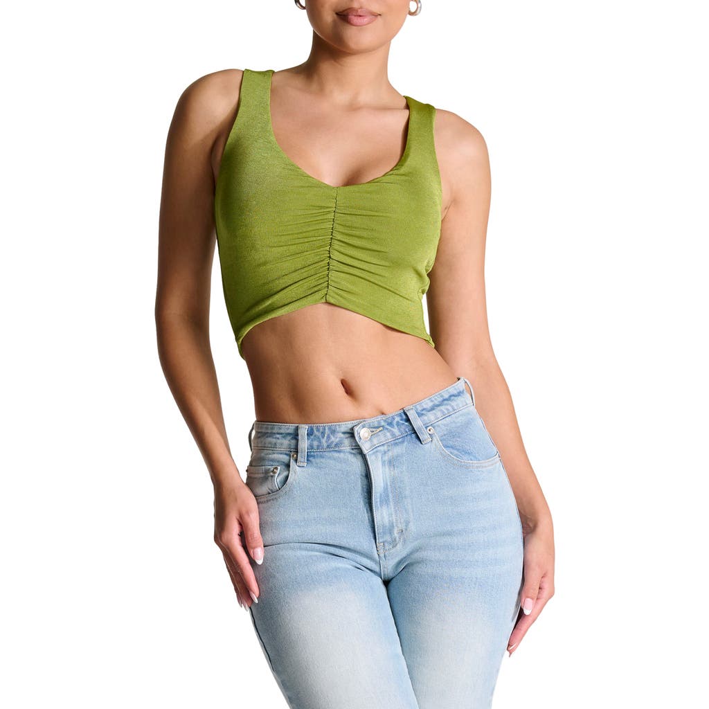 N By Naked Wardrobe Shirred Crop Top In Green