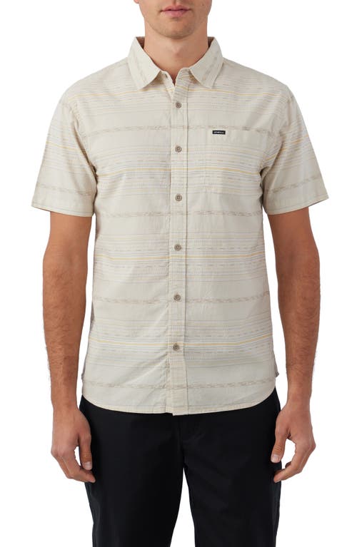 O'Neill Seafarer Stripe Short Sleeve Button-Up Shirt in Light Khaki at Nordstrom, Size Small