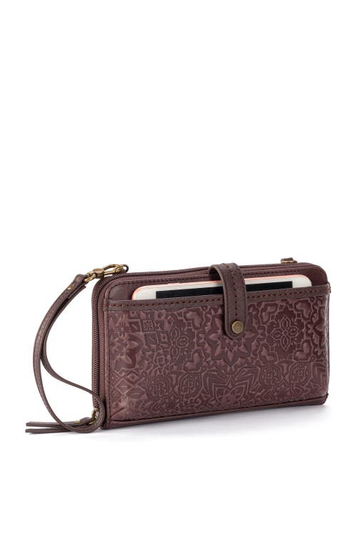 Shop The Sak Iris Smartphone Crossbody In Mahogany Tile Emboss