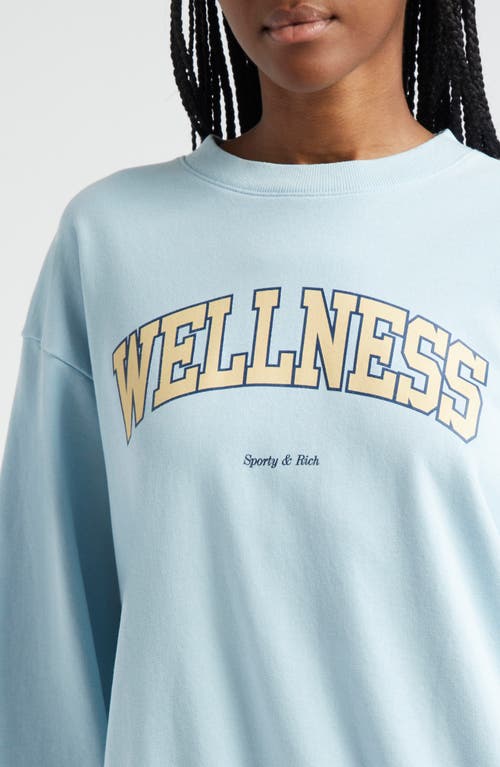 Shop Sporty And Rich Sporty & Rich Wellness Ivy Cotton Graphic Sweatshirt In China Blue