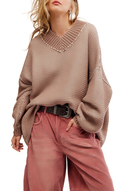 Shop Free People Maisie Oversize Sweater In Stucco Combo