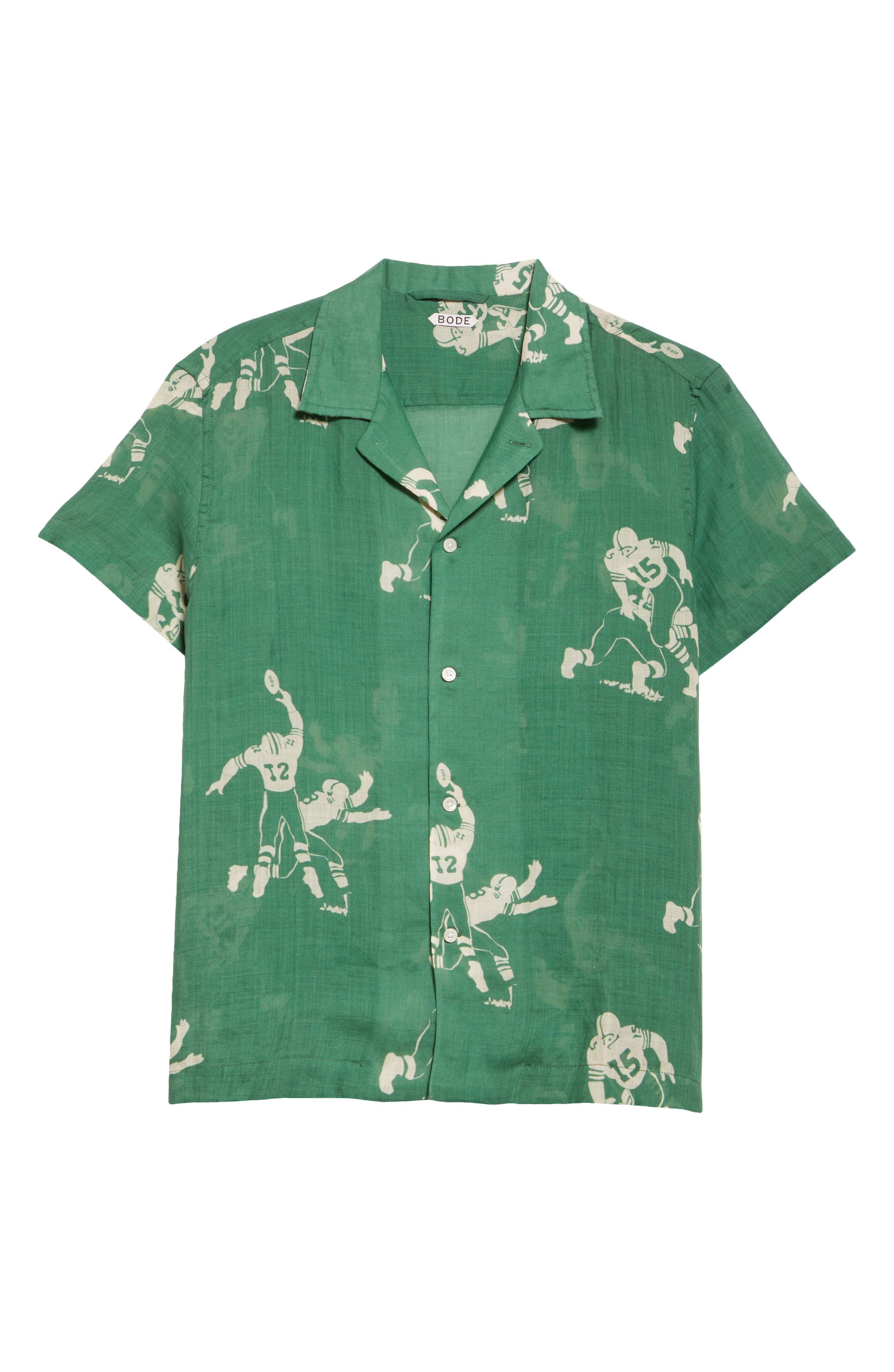 Bode Football Silhouette Shirt - Men's - Linen/flax In Green