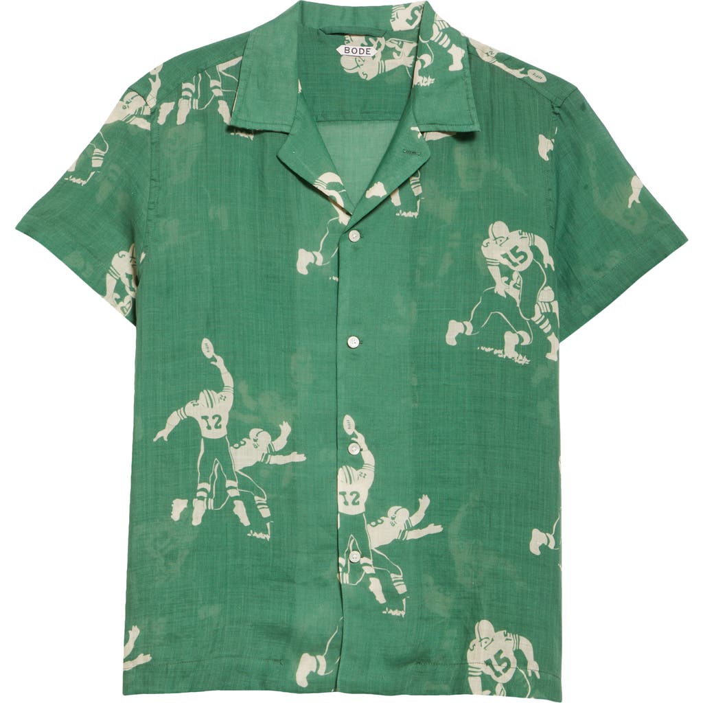 Bode Football Silhouette Shirt - Men's - Linen/flax In Green