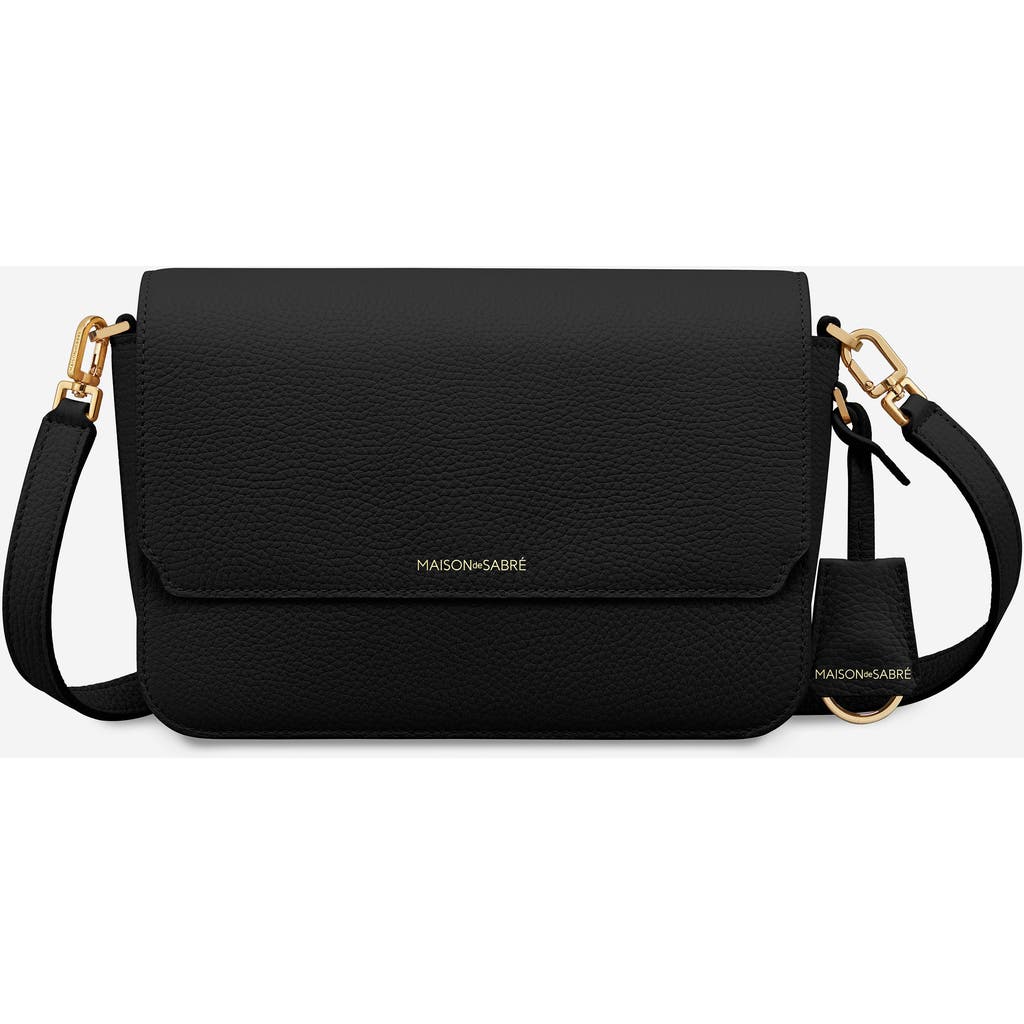 Maison De Sabre Maison De Sabré Medium Leather Flap Bag In Black Caviar