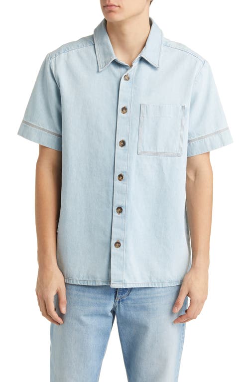 A.P.C. Gil Short Sleeve Denim Button-Up Shirt in Bleached Out