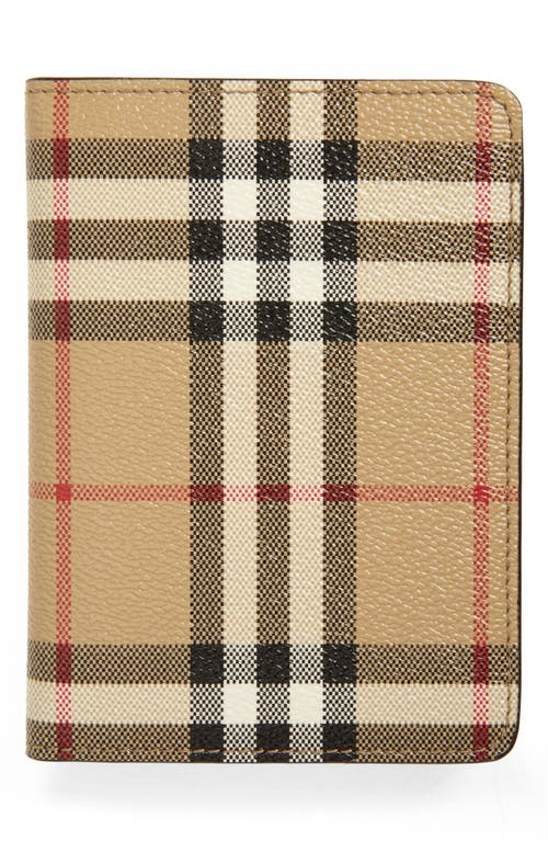 burberry Vintage Check Coated Canvas & Leather Passport Wallet in Archive Beige at Nordstrom