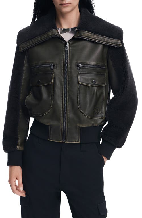 Shop Desigual Florencia Faux Shearling Jacket In Black