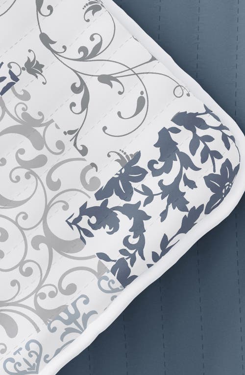 Homespun 3-piece Scroll Print Quilt Set In Dusk Blue