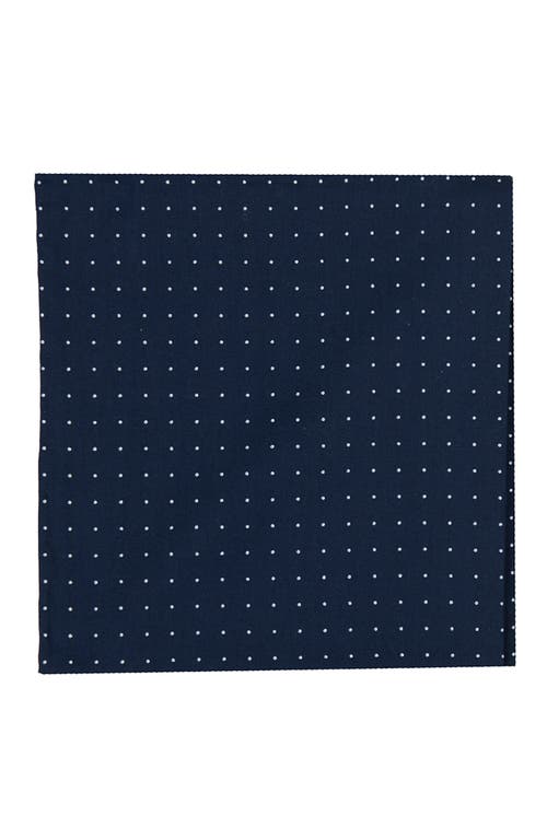 Shop Brooklyn Brigade Dot Cotton Pocket Square In Navy