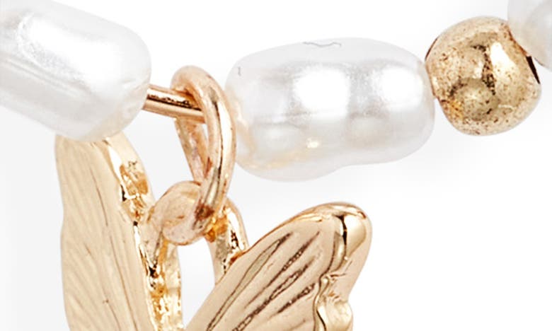 Shop Bp. Imitation Pearl Butterfly Hoop Earrings In Goldhite