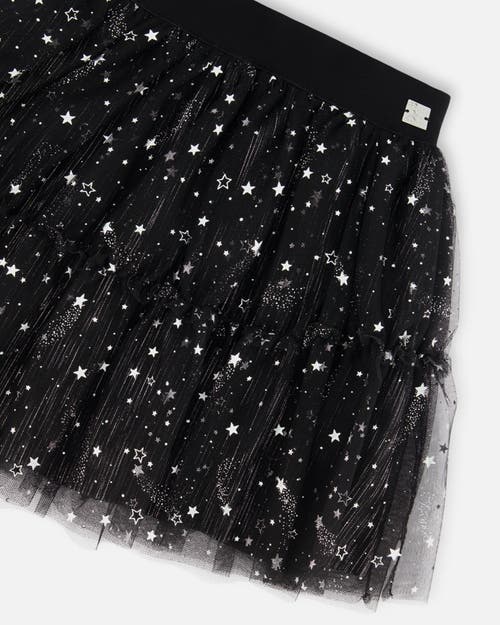 Shop Deux Par Deux Girl's Glittering Tulle Skirt Black In Anthracite