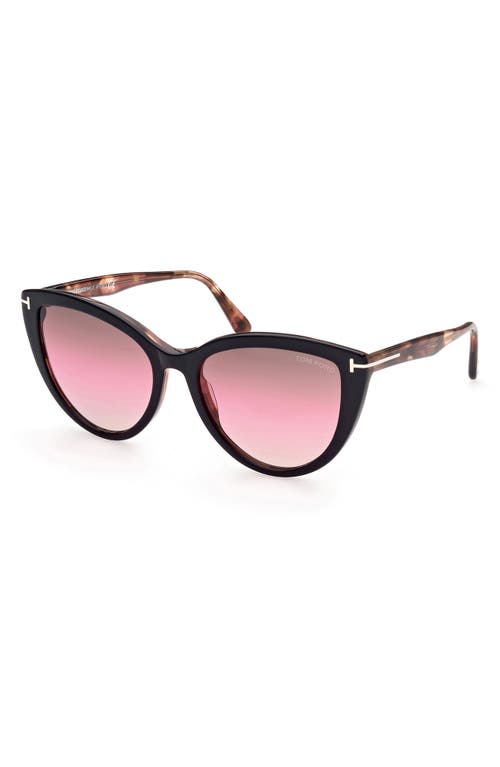 Shop Tom Ford Isabella-02 56mm Gradient Cat Eye Sunglasses In Sblk/brng