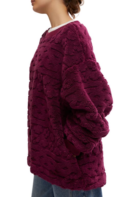 Shop Free People Oversize Faux Fur Sweatshirt In Berry Combo