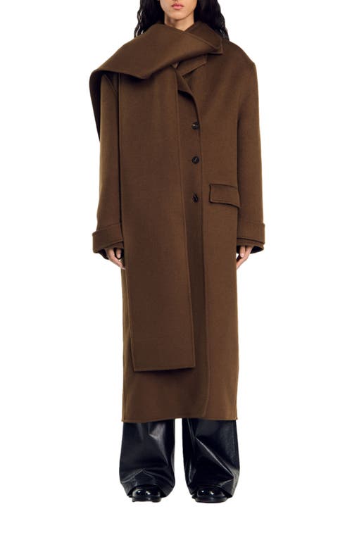 Shop Sandro Oversized Wool Coat In Olive Green