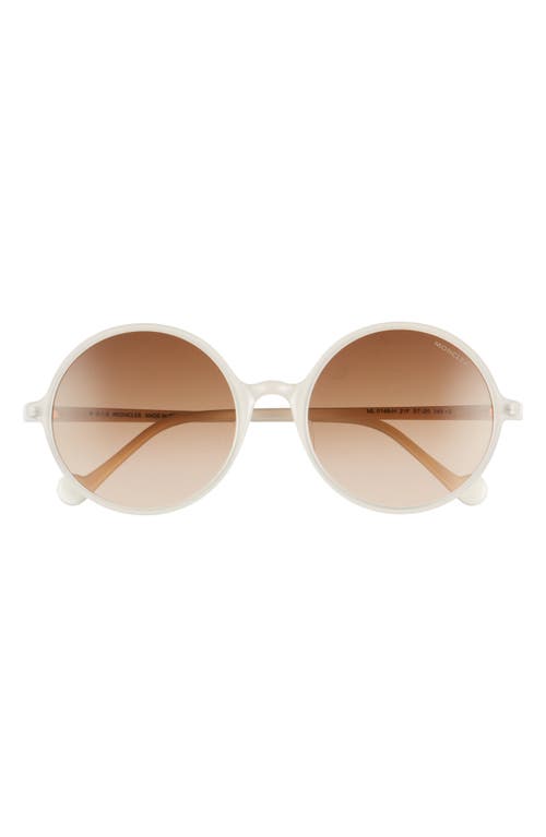 57mm Round Sunglasses in Pearl White/Brown Gradient