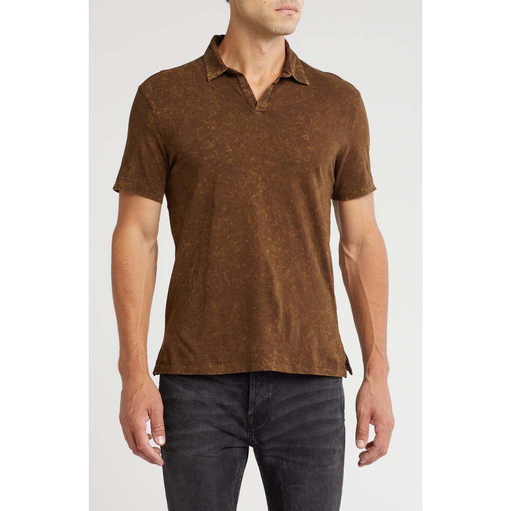 John Varvatos Marble Wash Cotton Polo In Dark Brown