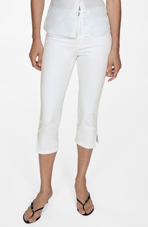 Shop Mango Side Slit Capri Jeans In White