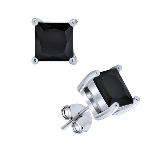 Donatello Gian 925 Sterling Silver Black Square Studs In Black