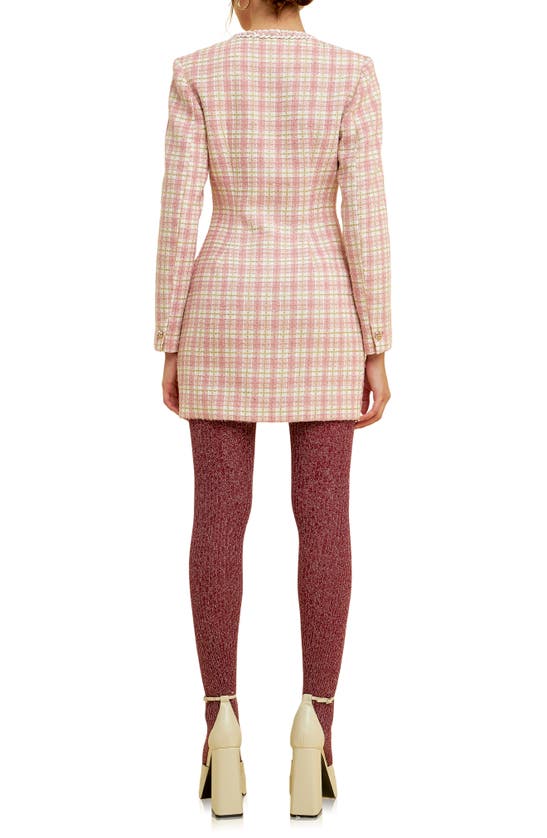 Shop Endless Rose Premium Plaid Tweed Minidress In Pink Multi