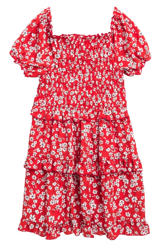 Shop Truly Me Kids' Floral Ruffle Tiered Sundress In Red