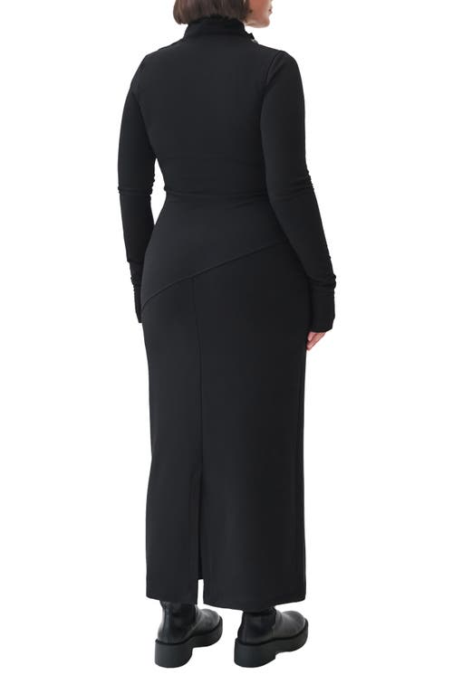 MARCELLA MARCELLA BROOME ASYMMETRIC HALF ZIP LONG SLEEE MAXI DRESS